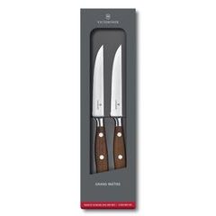 VICTORINOX Grand Maître, steak knife set, 2pcs, 12cm, wavy, wood, gift box