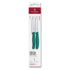 VICTORINOX Swiss Classic, tomato & table knife, 2pcs, 11cm, wavy, green, box