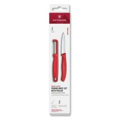 VICTORINOX Swiss Classic, paring knife set with I-peeler, 2pcs, red, box