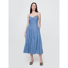 GAP 770415-00 Džínové maxi šaty s kapsami Modrá