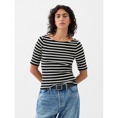 GAP 878217-02 Tričko cropp s výstřihem Černá