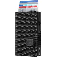 TRU VIRTU Wallet Click & Slide Coin Pocket - leather Diagonal Carbon Black
