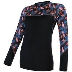 SENSOR MERINO IMPRESS dámské triko dl. rukáv černá/floral