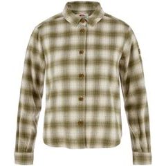 FJÄLLRÄVEN Övik Boxy Flannel Shirt W Green-Chalk White