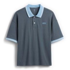 GAP 887102-00 Dětské oversize polo tričko s logem Modrá