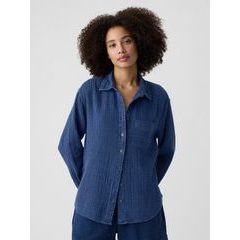 GAP 539149-00 Mušelínová košile oversize Tmavě modrá
