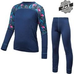 SENSOR MERINO IMPRESS DĚTSKÝ SET deep blue/floral