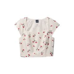 GAP Lněný crop top Bílá