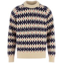 FJÄLLRÄVEN Övik Jacquard Knit M Light Beige-Dark Navy
