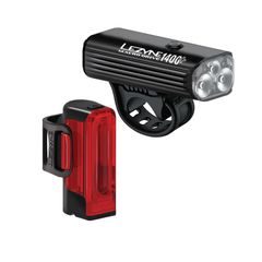 LEZYNE MACRO DRIVE 1400+ / STRIP DRIVE PRO 400+ PAIR SATIN BLACK / BLACK