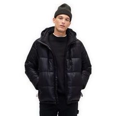 GAP 838369-00 Prošívaná oversize bunda s logem Heavyweight Černá