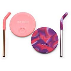 KLEAN KANTEEN Kid Cup Straw Lid - 2 Pack - Pink Tie Dye Kid Cup Straw Lid - 2 Pa