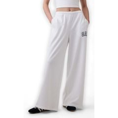 GAP 887992-04 Tepláky s logem Wide-Leg Bílá