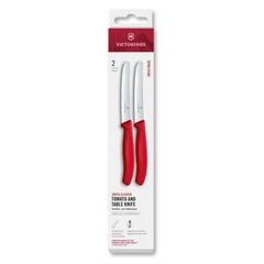 VICTORINOX Swiss Classic, tomato & table knife, 2pcs, 11cm, wavy, red, box