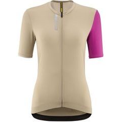 MAVIC WOMENS SHORT SLEEVE JERSEY ESSENTIAL WHITE PEPPER/FUCHSIA