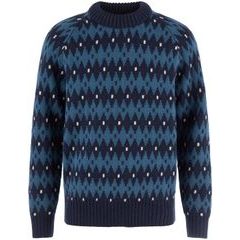 FJÄLLRÄVEN Övik Jacquard Knit M Dark Navy-Indigo Blue