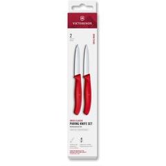 VICTORINOX Swiss Classic, paring knife set, 2pcs, 8cm, straight/wavy, pointed tip, red, box