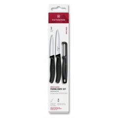 VICTORINOX Swiss Classic, paring knife set with I-peeler, 3pcs, black, box