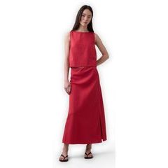GAP 894387-03 Maxi sukně z lněné směsi Červená