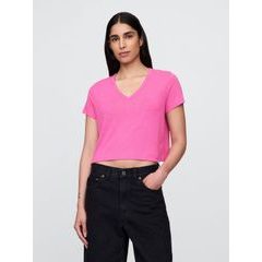 GAP 778373-01 Lněné crop tričko Růžová
