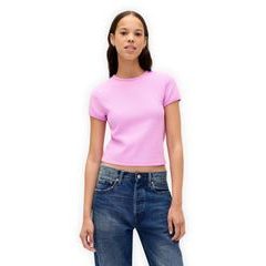 GAP 823303-08 Crop tričko s vaflovým vzorem Růžová