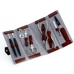 ALPEN Manicure set leather scroll 8 pcs burgundy
