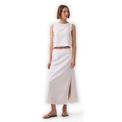 GAP 894387-04 Maxi sukně z lněné směsi Bílá