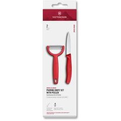 VICTORINOX Swiss Classic, paring knife set with Y-peeler, 2pcs, red, box