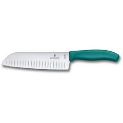 VICTORINOX Swiss Classic, santoku knife, 17cm, straight, fluted, green, blister
