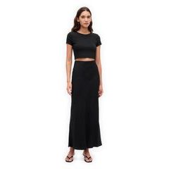 GAP 797899-04 Saténová maxi sukně Černá