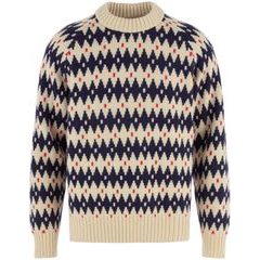 FJÄLLRÄVEN Övik Jacquard Knit M Light Beige-Dark Navy