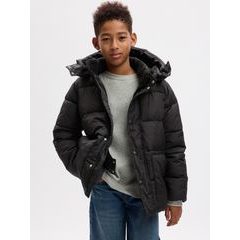 GAP 729969-00 Dětská prošívaná bunda s kapucí, Černá