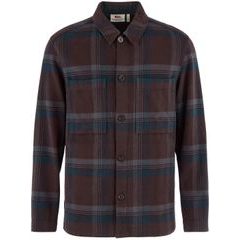FJÄLLRÄVEN Singi Flannel Overshirt M Black Oak-Dark Navy
