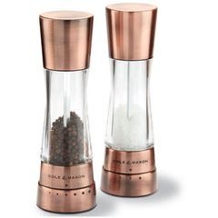 COLE&MASON Set of Derwent Copper Gourmet Precision+ pepper and salt grinders