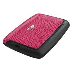 TRU VIRTU Card Case PEARL - leather Lizzard Fuchsia
