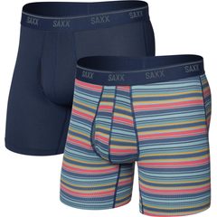 SAXX QUEST QUICK-DRY MESH BOXER BRIEF FLY 2PK harvest stripe/maritime