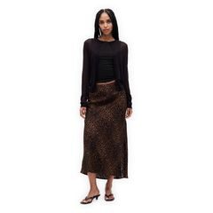 GAP 797899-07 Saténová maxi sukně Hnědá