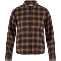 FJÄLLRÄVEN Övik Boxy Flannel Shirt W Black-Wood Brown
