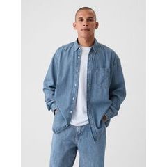 GAP 543190-00 Džínová oversize košile Modrá