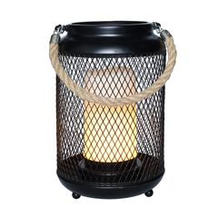 SOLIGHT WO3101 kovová lucerna s LED svíčkou, teplá bílá, 3xAA, černá, 20cm