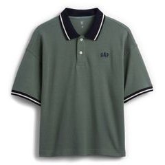 GAP 887102-02 Dětské oversize polo tričko s logem Zelená