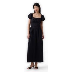 GAP 878167-03 Maxi šaty z lněné směsi s kapsami Černá