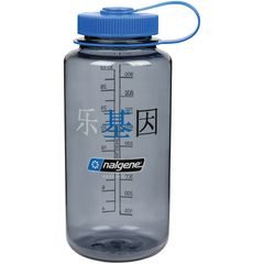 NALGENE Wide-Mouth 1000 mL Gray w/Blue Cap, Happy Gene Sustain