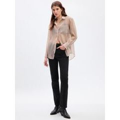 GAP 823596-00 Průsvitná košile oversize Béžová
