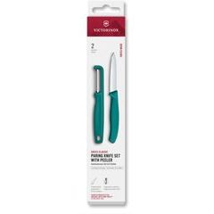 VICTORINOX Swiss Classic, paring knife set with I-peeler, 2pcs, green, box