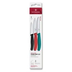 VICTORINOX Swiss Classic, paring knife set, 3pcs, straight/wavy, green/red/black, box