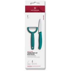 VICTORINOX Swiss Classic, paring knife set with Y-peeler, 2pcs, green, box