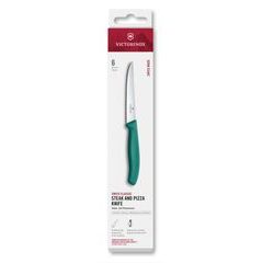 VICTORINOX Swiss Classic, steak & pizza knife, 6pcs, 11cm, wavy, green, box