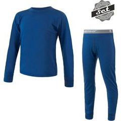 SENSOR MERINO AIR SET dětský triko dl.rukáv + spodky tm.modrá