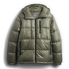 GAP 838369-02 Prošívaná oversize bunda s logem Heavyweight Zelená
